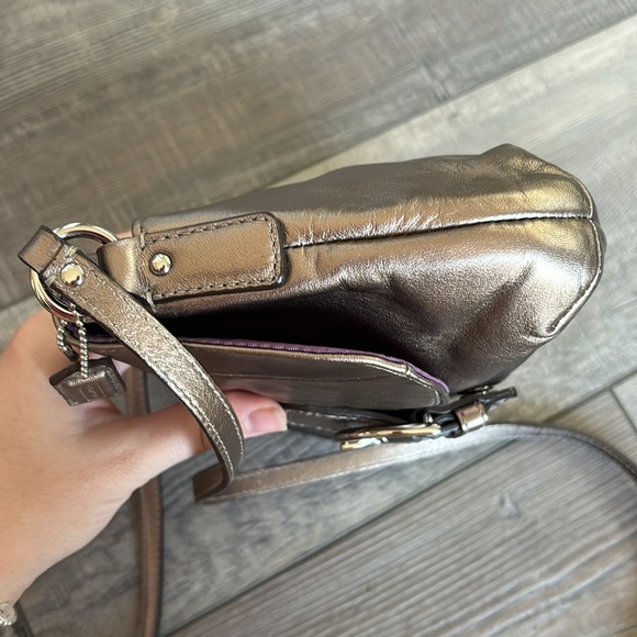 Coach Bronze Leather Flap Crossbody Bag - Picture 7 of 12